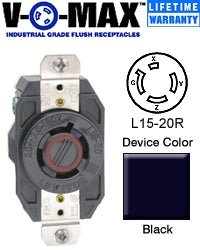 Leviton 2420 Locking Receptacle, 20A, 3PH 250V, L15-20R, 3P4W Leviton 2420