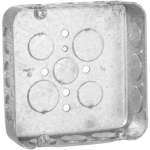Hubbell-Raco 245 4-11/16" Square Box, Drawn, Metallic, 1-1/2" Deep Hubbell-Raco 245