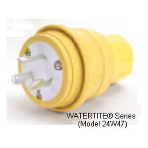 Woodhead 24W47 Locking Plug, 15A, 125V, Yellow, Wetguard, 2P3W Woodhead 24W47