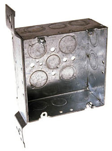 Hubbell-Raco 254 4-11/16" Square Box, Welded, Metallic, 2-1/8" Deep, FM Bracket Hubbell-Raco 254
