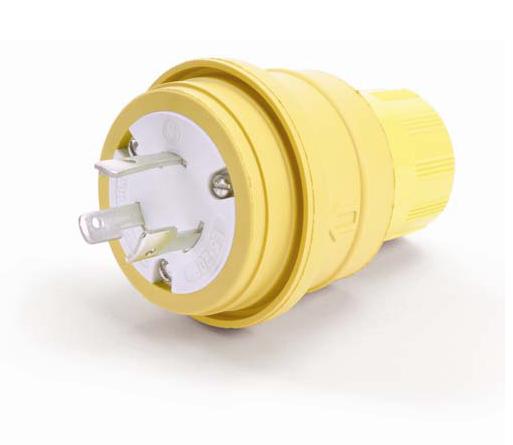 Woodhead 26W48 Locking Plug, 20A, 250V, Wetguard, 2P3W Woodhead 26W48