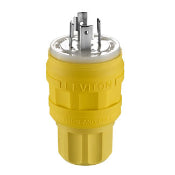 Leviton 26W76 Locking Plug, 20A, 3PH 480V, Wetguard, 3P4W Leviton 26W76