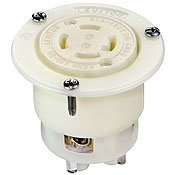 Leviton 2736 Flanged Outlet Locking Receptacle, 30A, 480V, 3-phase, L16-30R, White Leviton 2736