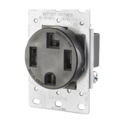 Leviton 278-S00 30 Amp Flush Mount Receptacle, 125/250V, 14-30R Leviton 278-S00
