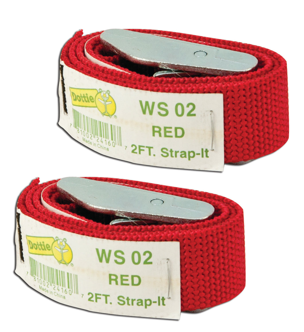 Dottie 2WS02 Web Straps w/ Buckle, 2', Nylon, Red, 2-Pack Dottie 2WS02