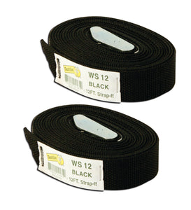 Dottie 2WS12 12' Web Straps w/ Buckle, Nylon - Black, 2 Included Dottie 2WS12