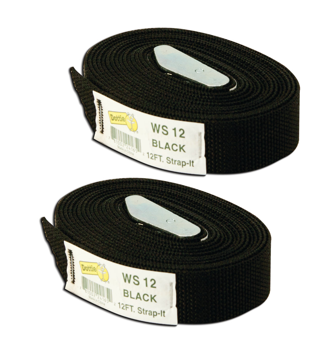 Dottie 2WS12 12' Web Straps w/ Buckle, Nylon - Black, 2 Included Dottie 2WS12