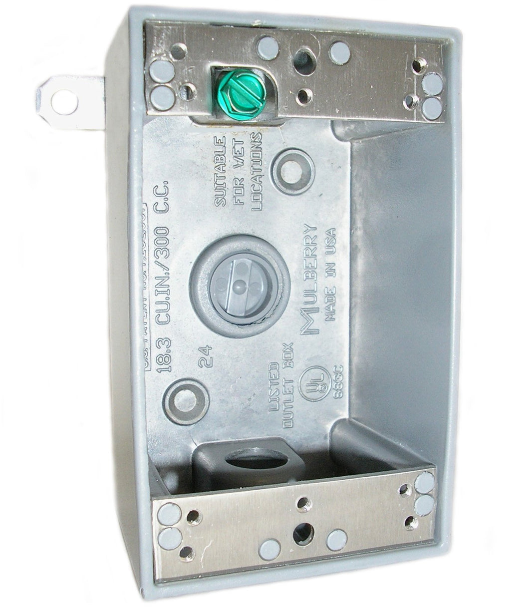 Mulberry Metal 30209 Weatherproof Outlet Box, 1-Gang, 2