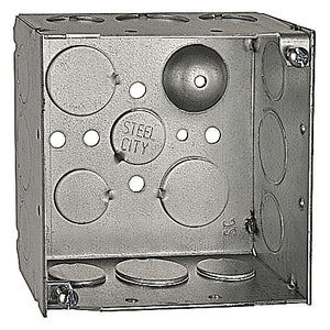 Steel City 4-SDW-SPL SQ BOX 31.9CU 1/2 3/4E-KO GRD BUMP Steel City 4-SDW-SPL