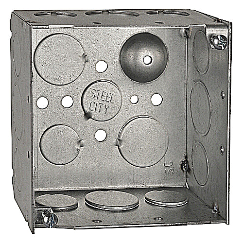 Steel City 4-SDW-SPL SQ BOX 31.9CU 1/2 3/4E-KO GRD BUMP Steel City 4-SDW-SPL