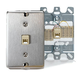 Leviton 40223-S Wallplate, Telephone Jack, 1-Gang, Type 630A, Stainless Steel Leviton 40223-S