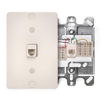 Leviton 40253-T Wallplate, Telephone Jack, 1-Gang, Type 630A, Light Almond. Leviton 40253-T