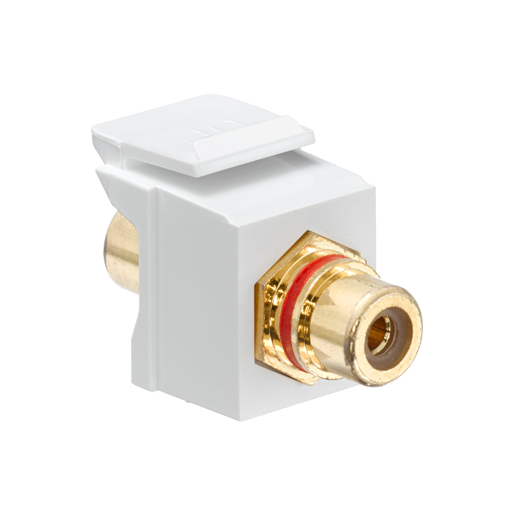 Leviton 40830-BWR Snap-In Connector, RCA, Gold Contacts, White/Red Stripe Leviton 40830-BWR