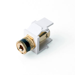 Leviton 40833-BWE White Binding Post Adapter, Gold-Plated, Black Stripe Leviton 40833-BWE