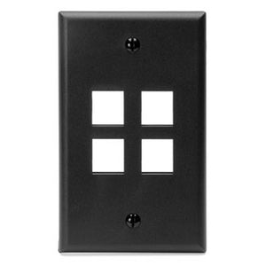 Leviton 41080-4EP Wallplate, Quickport, Box Mount, 4-Port, 1-Gang, Black Leviton 41080-4EP