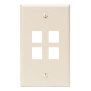 Leviton 41080-4IP Wallplate, Quickport, Box Mount, 4-Port, 1-Gang, Ivory Leviton 41080-4IP