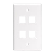 Leviton 41080-4WL Single-Gang QuickPort Wallplate for Large Connectors, 4-Port, White Leviton 41080-4WL