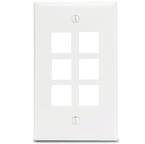 Leviton 41080-6WP Wallplate, Quickport, Box Mount, 6-Port, 1-Gang, White Leviton 41080-6WP
