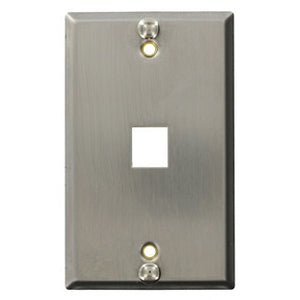 Leviton 4108W-SP Wallplate, Quickport, Box Mount, 1-Port, 1-Gang, Stainless Steel Leviton 4108W-SP