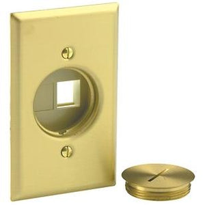 Leviton 41652 Floor Box Cover, Metallic, 1-Gang, Device Type: Data Port, Brass Leviton 41652