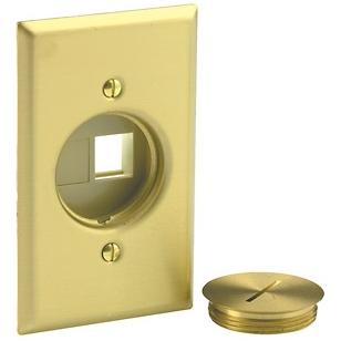 Leviton 41652 Floor Box Cover, Metallic, 1-Gang, Device Type: Data Port, Brass Leviton 41652