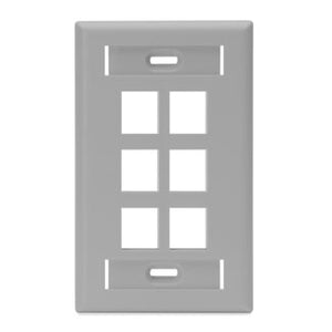 Leviton 42080-6GS Wallplate 6-Port 1-Gang Gray Leviton 42080-6GS