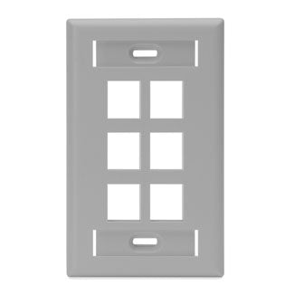 Leviton 42080-6GS Wallplate 6-Port 1-Gang Gray Leviton 42080-6GS