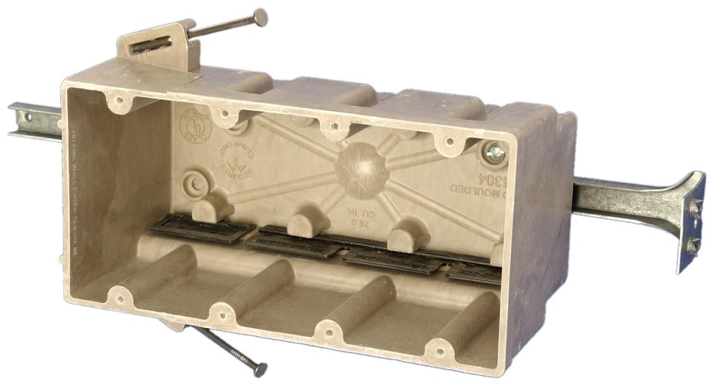 Allied Moulded 4300-NBK Switch/Outlet Box with Bracket, Depth: 3