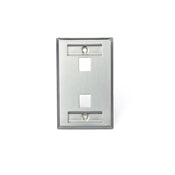 Leviton 43080-1L2 Wallplate, QuickPort, 1-Gang, 2-Port, Designation Window, Stainless Steel Leviton 43080-1L2