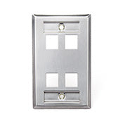 Leviton 43080-1L4 Wallplate 4-Port 1g - Stainless Steel Leviton 43080-1L4