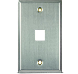 Leviton 43080-1S1 Wallplate, QuickPort, 1-Gang, 1-Port, Box Mount, Stainless Steel Leviton 43080-1S1