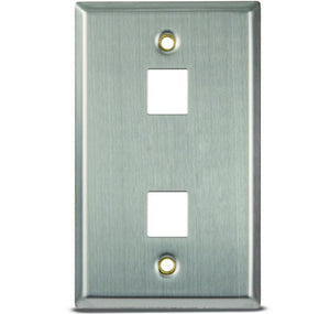 Leviton 43080-1S2 Wallplate, QuickPort, 1-Gang, 2-Port, Box Mount, Stainless Steel Leviton 43080-1S2