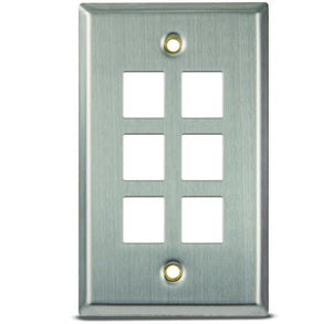 Leviton 43080-1S6 Wallplate 6-Port 1g - Stainless Steel Leviton 43080-1S6