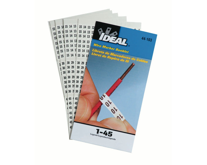 Ideal 44-103 Wire Marker Book, (10) Each 1-45, Includes: 1-1/2
