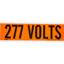 Brady 44112 2-1/4"x9" Vinyl 277 Voltage Marker, Black on Orange Brady 44112