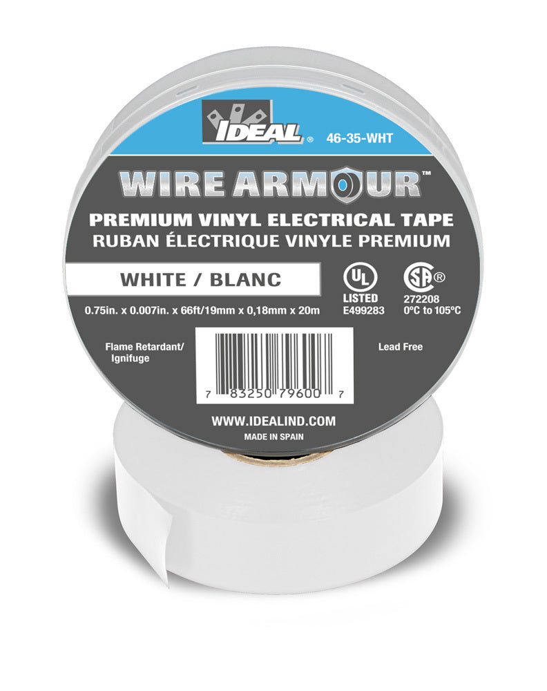 Ideal 46-35-WHT Vinyl Coding Tape, White, 3/4