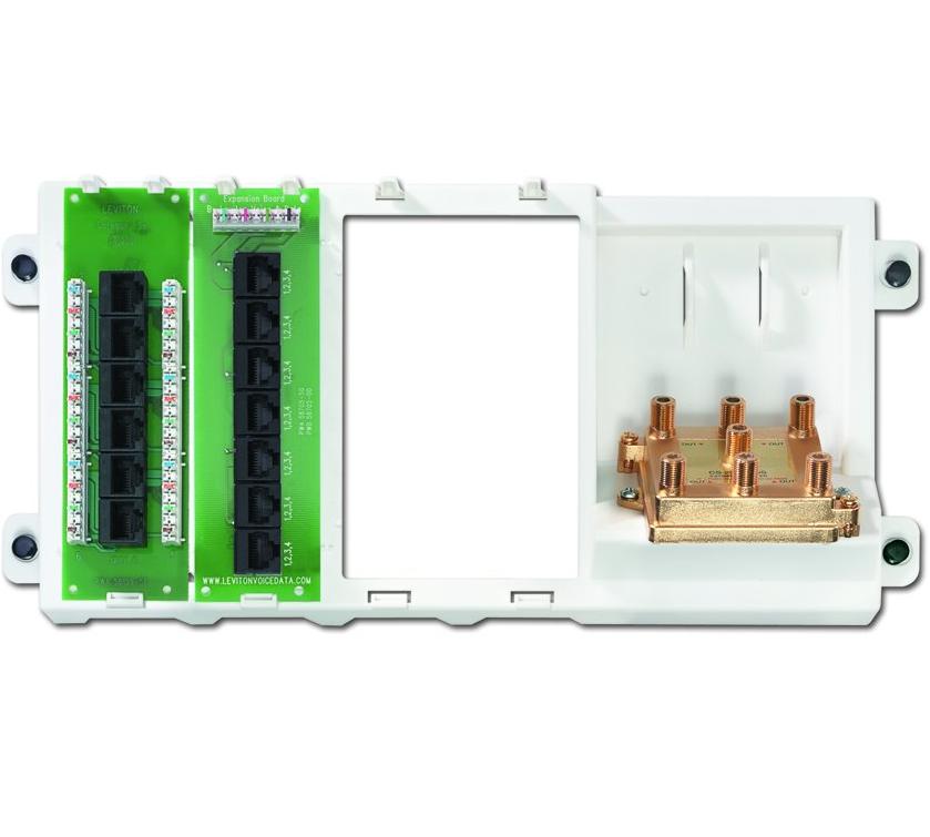 Leviton 47606-BNP Cabling Panel, 4 Line Telephone, 7 Connections, 6-Way Video, 2GHz Leviton 47606-BNP