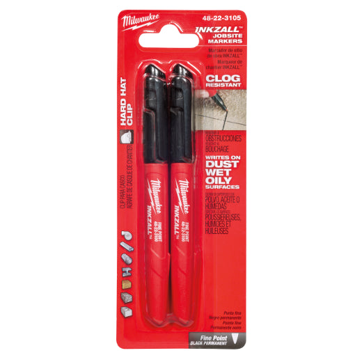 Milwaukee 48-22-3105 2PK Fine Point Black Markers Milwaukee 48-22-3105