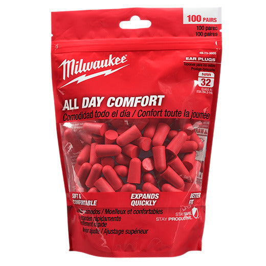 Milwaukee 48-73-3005 100 Pair Ear Plugs Milwaukee 48-73-3005