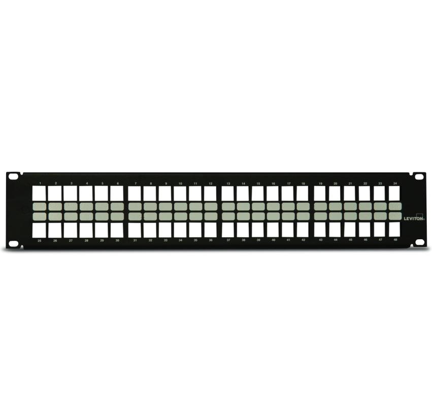 Leviton 49255-H48 Patch Panel, QuickPort, High-Density, 48-Port, 2RMU, 3.5
