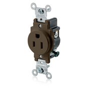 Leviton 5015 15 Amp Single Receptacle, 125V, 5-15R, Brown, Commercial Grade Leviton 5015