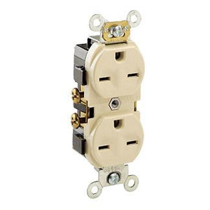 Leviton 5028-I 15 Amp Duplex Receptacle, 250V, 6-15R, Ivory, Commercial Spec Grade Leviton 5028-I