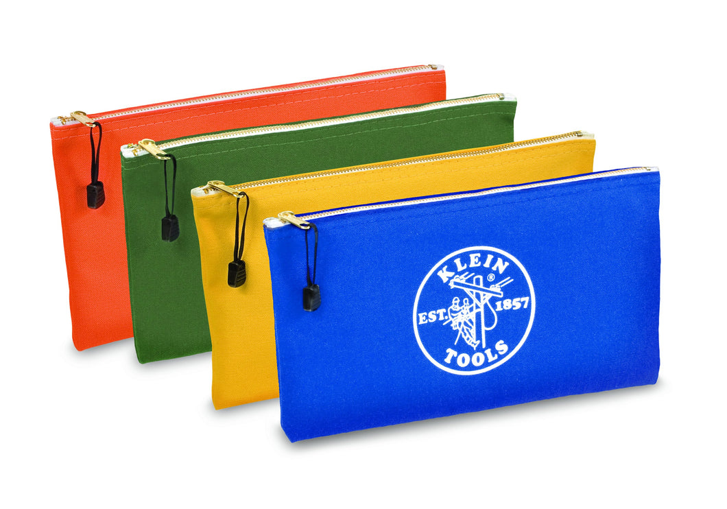Klein 5140 Canvas Zipper Bags, Olive, Orange, Royal Blue, Yellow, 4-Pack Klein 5140