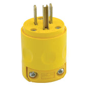 Leviton 515PV 15 Amp Plug, 125V, 5-15P, PVC, Yellow, Commercial Grade Leviton 515PV