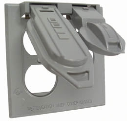 Hubbell-Raco 5160-0 Weatherproof Cover, 2-Gang, Horizontal, Gray, Metallic Hubbell-Raco 5160-0