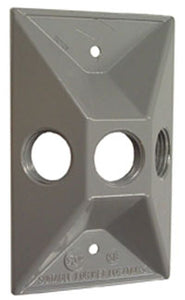 Hubbell-Raco 5189-0 Weatherproof Cover, 1-Gang, (3) 1/2" Outlet, Gray, Zinc Die Cast Hubbell-Raco 5189-0