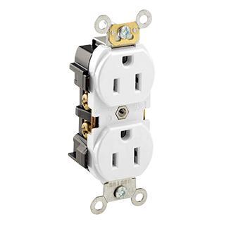 Leviton 5252-W 15 Amp, 125 Volt, Narrow Body NEMA 5-15R, White Leviton 5252-W