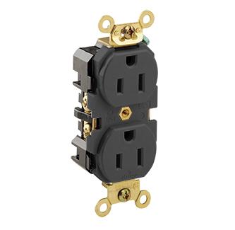 Leviton 5262-E 15 Amp, 125 Volt, Wide Body NEMA 5-15R, Black Leviton 5262-E