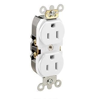 Leviton 5262-SW Duplex Recepacle, 15A, 125V, Slim Body, White Leviton 5262-SW