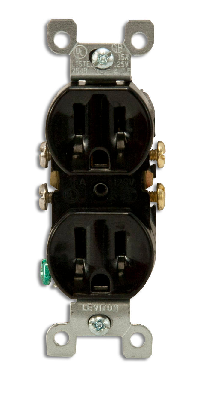 Leviton 5320-ECP Duplex Receptacle, 15 Amp, 125 Volt, Black Leviton 5320-ECP